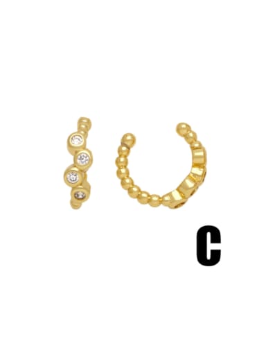 Brass Cubic Zirconia Geometric Hip Hop Clip Earring