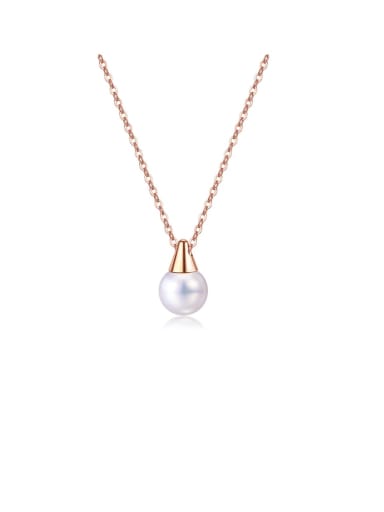 Titanium Imitation Pearl White Round Minimalist Necklaces