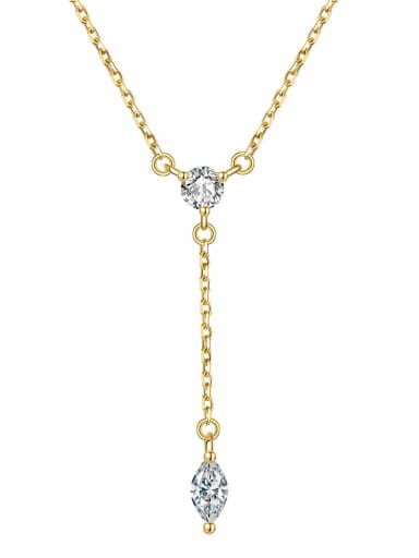14K gold, chain length 40+ 5CM, 1.98g 925 Sterling Silver Cubic Zirconia Tassel Minimalist Tassel Necklace