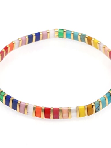 TL B190091B Stainless steel Multi Color Polymer Clay Letter Bohemia Handmade Weave Bracelet