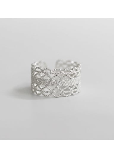 S925 Sterling Silver open cut hand cut lace ring