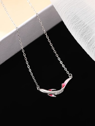 925 Sterling Silver Enamel Fish Minimalist Necklace