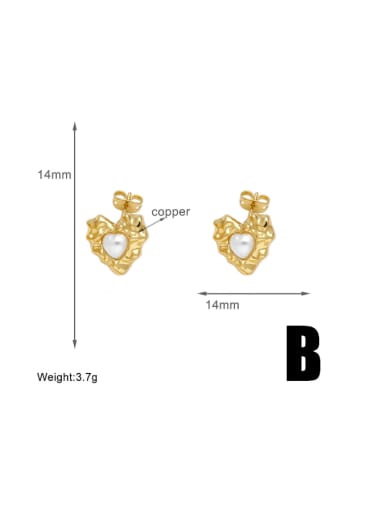 B Brass Cubic Zirconia Heart Minimalist Drop Earring
