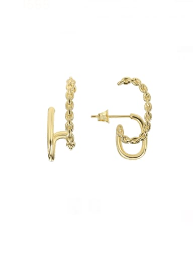 Brass Geometric Minimalist  Double Layer Earring