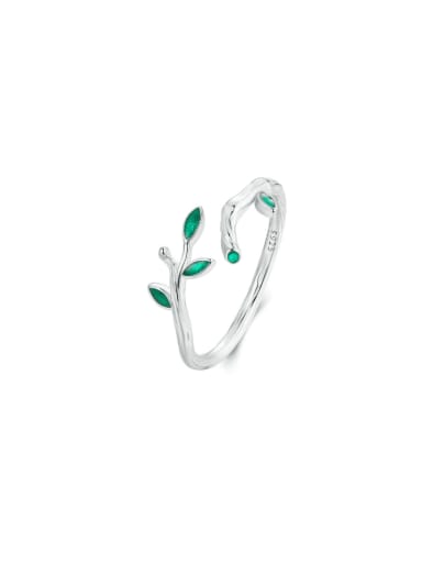 925 Sterling Silver Cubic Zirconia Leaf Minimalist Band Ring