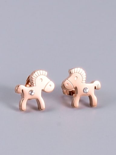 Titanium Rhinestone Horse Minimalist Stud Earring