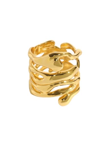 18K gold [14 adjustable] 925 Sterling Silver Hollow Irregular Vintage Stackable Ring