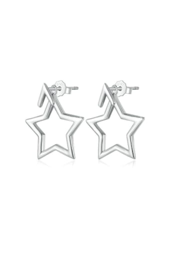 925 Sterling Silver Hollow Pentagram Minimalist Drop Earring