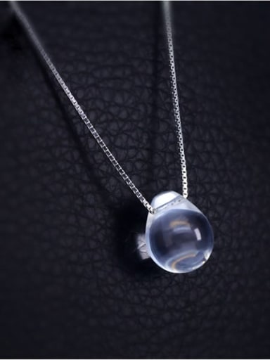 925 Sterling Silver Imitation Crystal Water Drop Minimalist Necklace