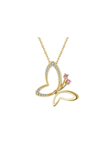 14K gold 925 Sterling Silver Cubic Zirconia Butterfly Minimalist Necklace