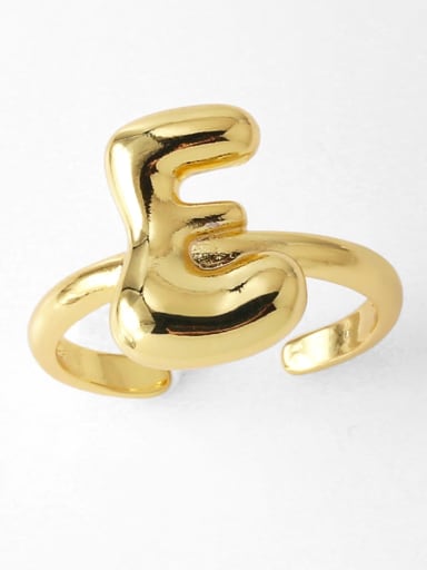 E Brass Letter Minimalist Band Ring