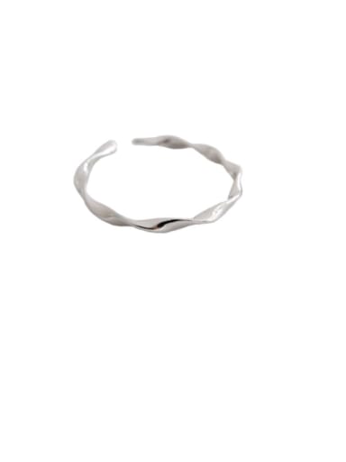 B  Platinum 925 Sterling Silver Irregular Minimalist Free Size Ring
