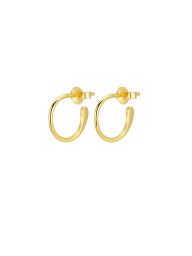 Gold C-shaped Earrings 925 Sterling Silver Geometric Minimalist Stud Earring