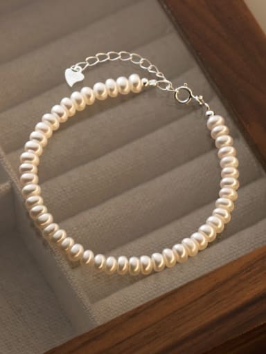 All Pearl Style 925 Sterling Silver Imitation Pearl Irregular Minimalist Link Bracelet
