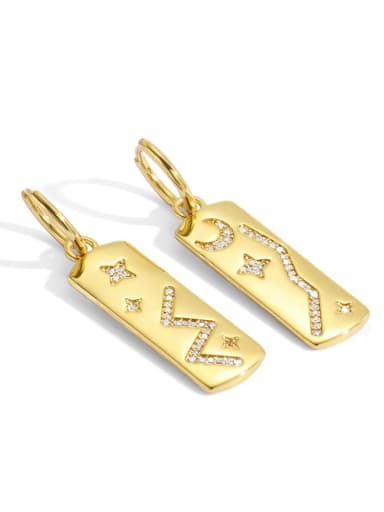 Brass Rhinestone  Minimalist  Square Constellation Stud Earring