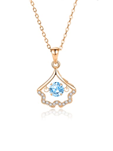 FDTD 039  Rose Gold+blue  Zircon 925 Sterling Silver Moissanite Irregular Dainty Necklace