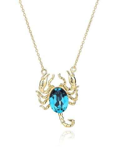 JYXZ 095 (sea blue) 925 Sterling Silver Austrian Crystal Insect Cute Necklace