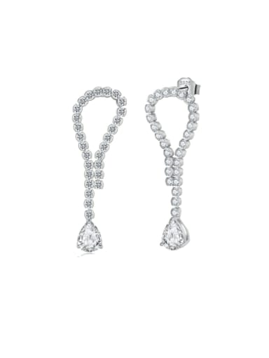 Platinum, weight 5.84g 925 Sterling Silver Cubic Zirconia Geometric Dainty Drop Earring