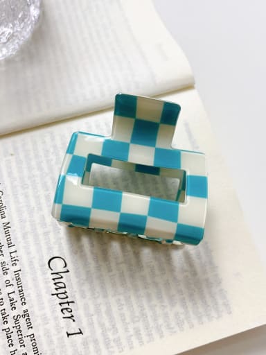 Blue white grid 5.2cm Alloy  PVC Minimalist Geometric Multi Color Jaw Hair Claw
