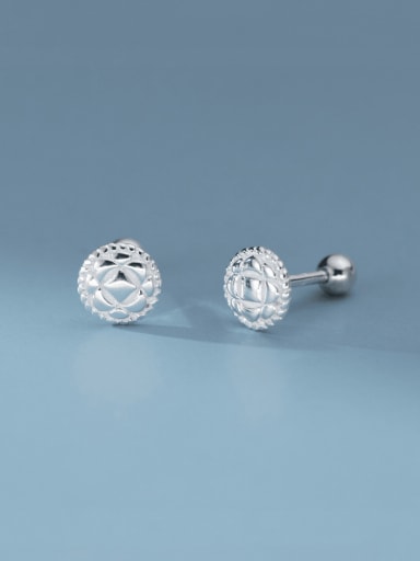Round Style 925 Sterling Silver Geometric Minimalist Stud Earring