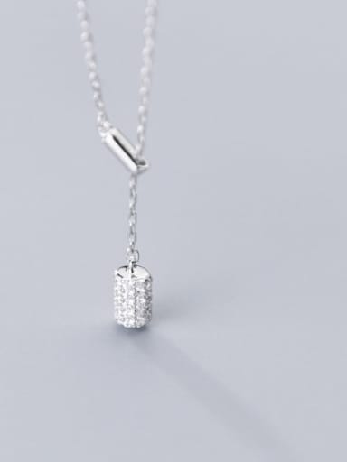 925 Sterling Silver Cubic Zirconia  Geometric Dainty Lariat Necklace