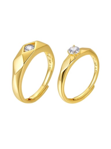 Alloy Cubic Zirconia Geometry Dainty Couple Ring