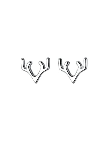 925 Sterling Silver  Minimalist Antlers Stud Earring