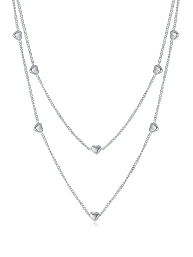 Titanium Steel Heart Minimalist Multi Strand Necklace