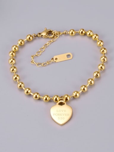 Gold bracelet love Titanium Bead Heart Classic Beaded Bracelet