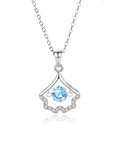 FDTD 039 Platinum+blue  Zircon 925 Sterling Silver Moissanite Irregular Dainty Necklace