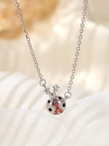 925 Sterling Silver Cubic Zirconia Insect Cute Necklace