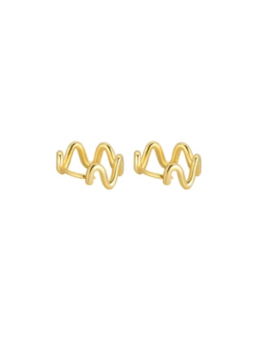 Gold Wave Earrings 925 Sterling Silver Irregular Minimalist Twisted Wave Huggie Earring