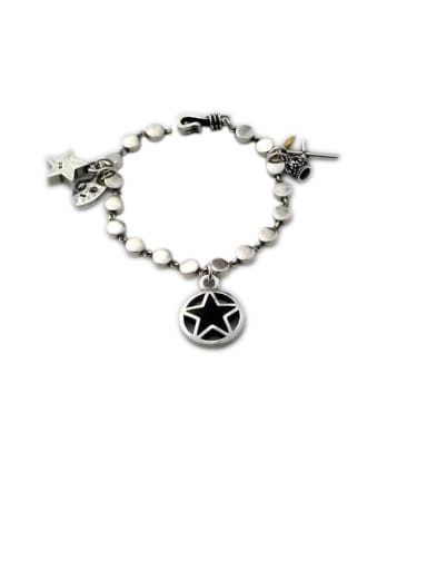 Vintage Sterling Silver With Simple Retro Hollow Chain Cross Crown Pendant Bracelets