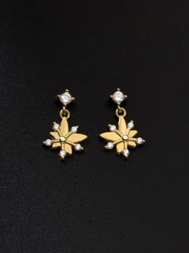 925 Sterling Silver Cubic Zirconia Flower Minimalist Drop Earring