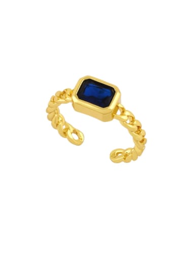 blue Brass Cubic Zirconia Geometric Vintage Band Ring