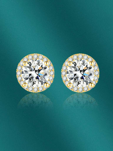 Brass Cubic Zirconia Round Dainty Cluster Earring