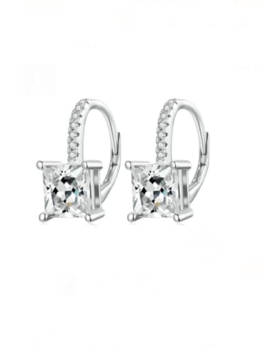 925 Sterling Silver Cubic Zirconia Geometric Dainty Hook Earring