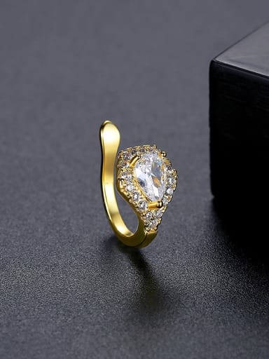 E21061520 18K Brass Cubic Zirconia Water Drop Minimalist Clip Earring