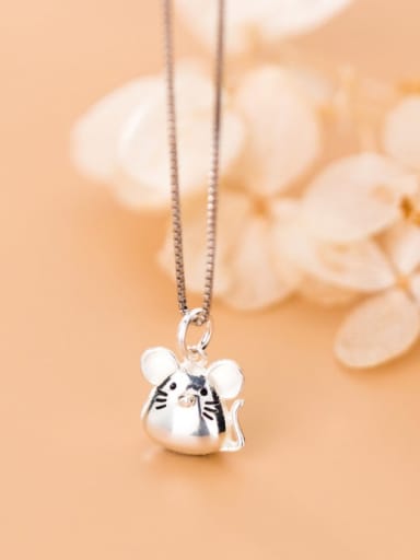 custom 925 Sterling Silver With Platinum Plated Cute Mouse Pendants
