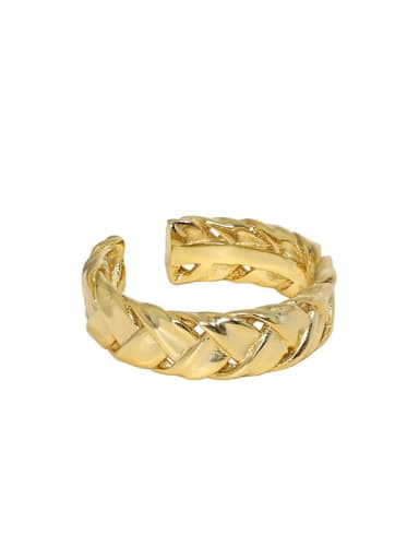 Gold [13 adjustable] 925 Sterling Silver Geometric Vintage Band Ring