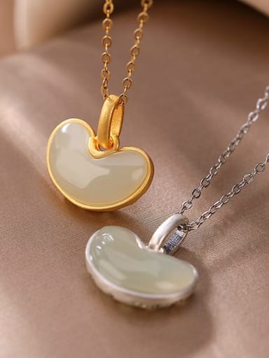 custom 925 Sterling Silver Jade Vintage Heart  Pendant