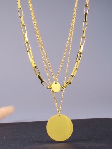 Titanium Round Minimalist Multi Strand Chain Necklace