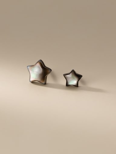 925 Sterling Silver Shell Pentagram Minimalist Stud Earring