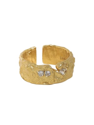 18K gold [white zircon] 925 Sterling Silver Cubic Zirconia Irregular Vintage Band Ring