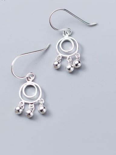 925 Sterling Silver  Minimalist   round smooth beads Hook Earring