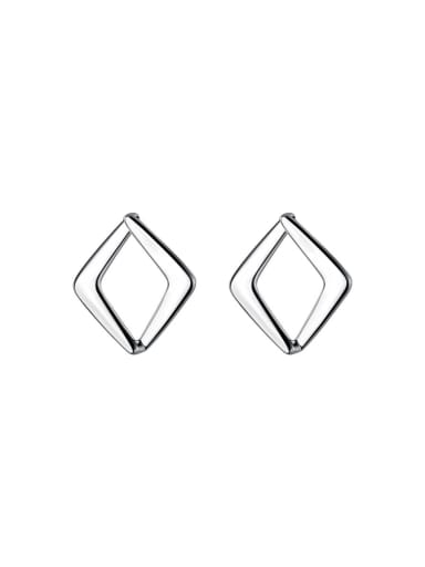 925 Sterling Silver Hollow Square Minimalist Stud Earring