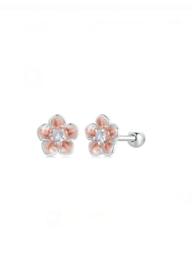 925 Sterling Silver Enamel Flower Minimalist Stud Earring