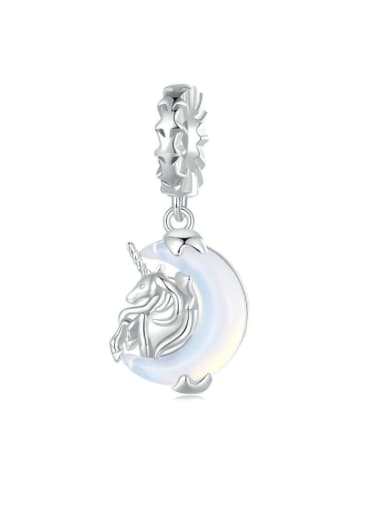 925 Sterling Silver Natural Stone Daintyv Moon Pendant
