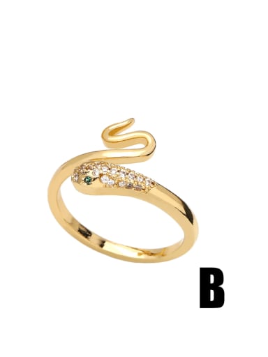 B Brass Cubic Zirconia Snake Vintage Band Ring