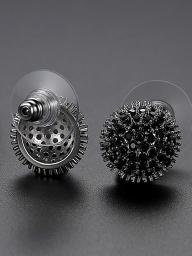 Black zirconium electroplated platinum Copper Cubic Zirconia Flower Vintage Stud Earring